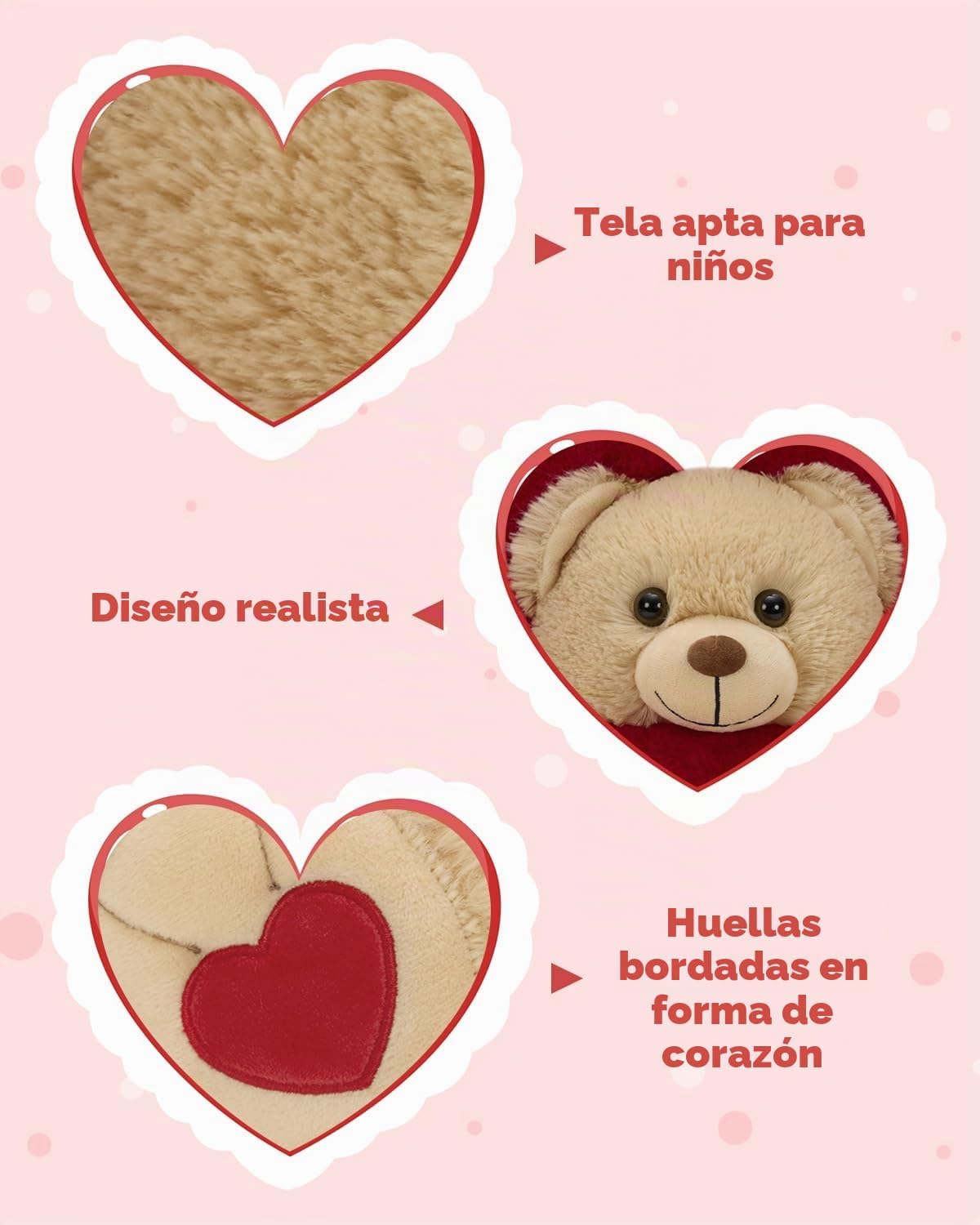 MaoGoLan Oso de peluche de San Valentín con capucha en forma de cor...
