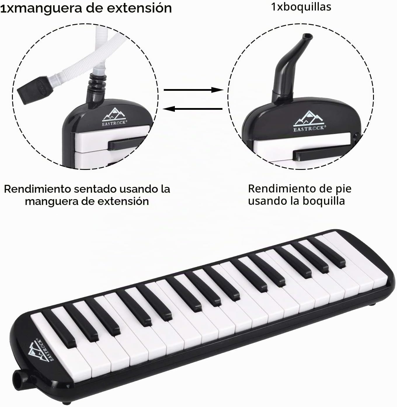 EASTROCK Instrumento de Melodica de 32 Teclas, Piano de Teclado de...