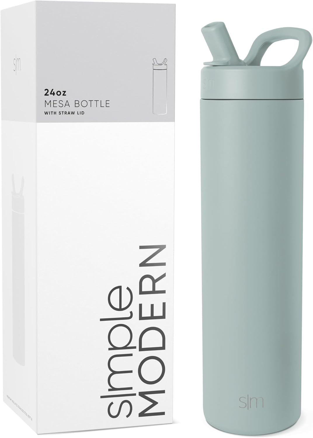 Simple Modern botella de agua con tapa con pajita | Termo de acero...