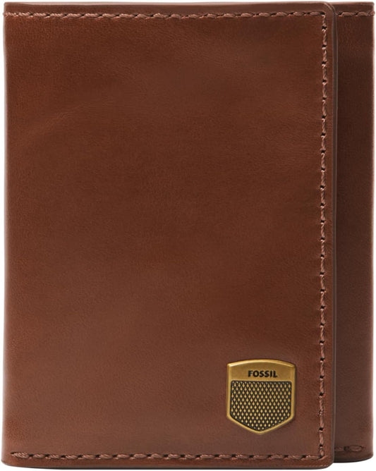 Fossil Billetera triple de cuero para hombre, Talla única