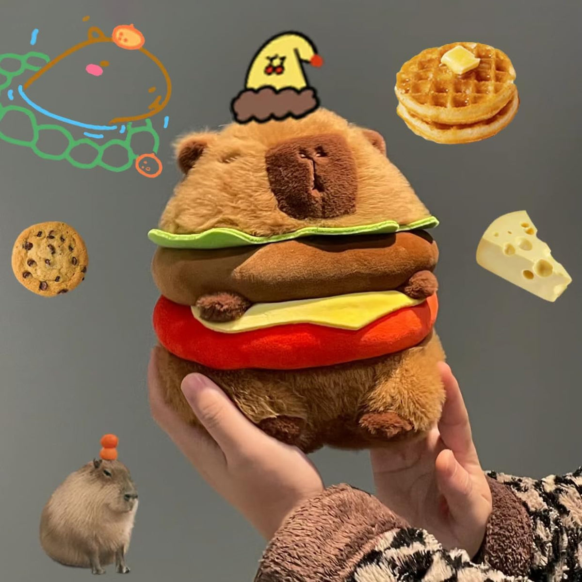CHDBLOCK Peluche de Capibara Hamburguesa - Peluche de Capibara Boni...