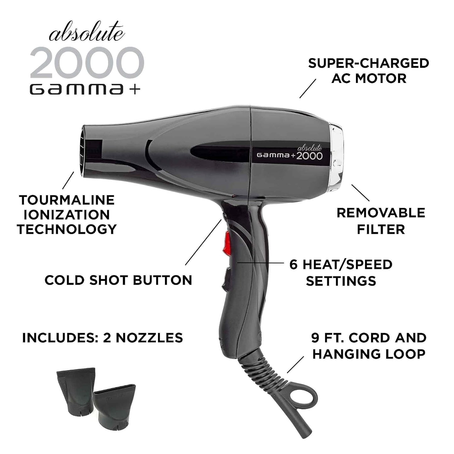 Gamma+ Absolute Power and Absolute 2000 - Secador de pelo profesion...