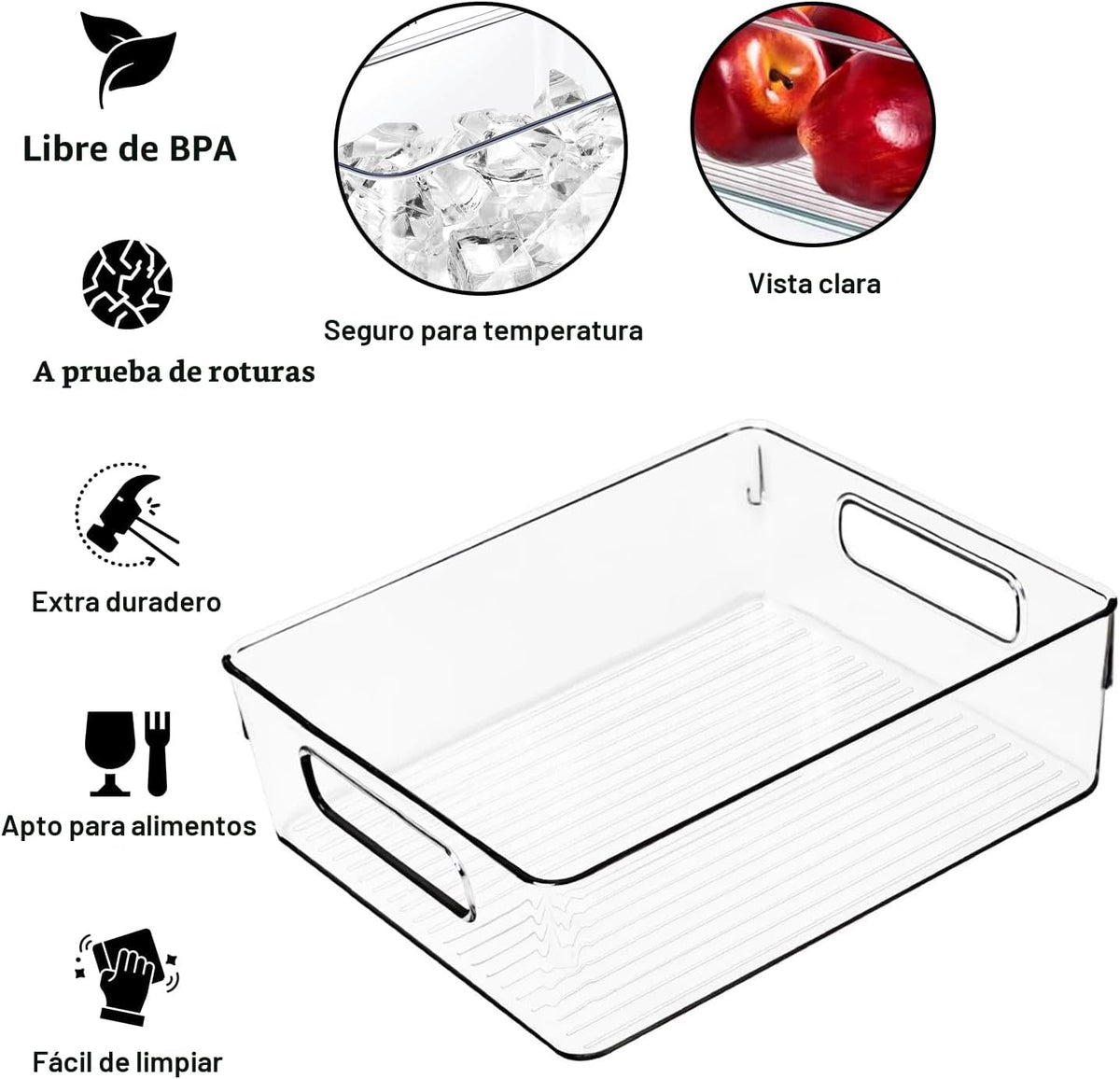 Contenedor de Almacenamiento de Plástico Transparente, Organizadore...