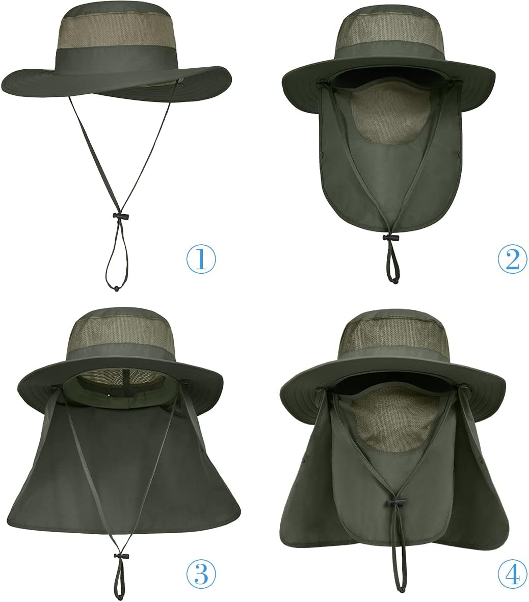 Paquete de 3 sombreros de pesca de ala ancha para hombre, protecció...