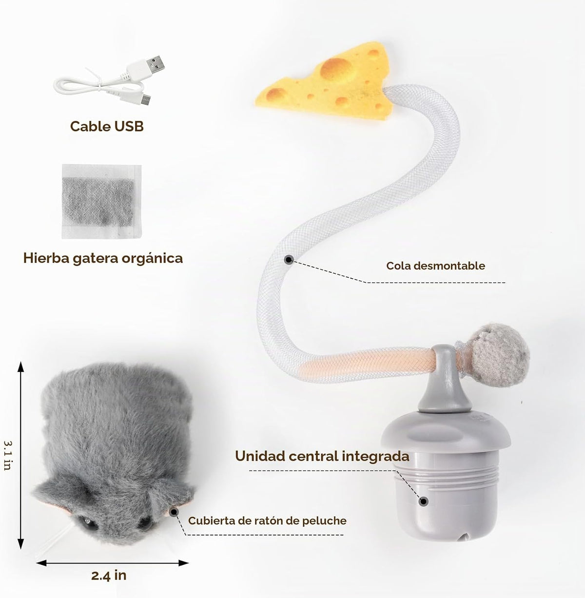 Migipaws MigiMouse - Juguete interactivo para gatos con rodamiento...