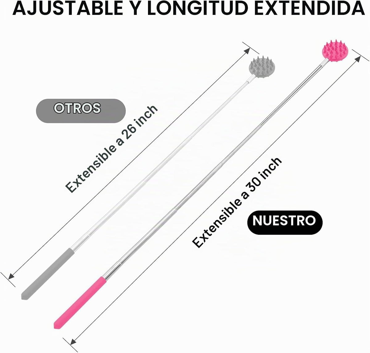 Rascador telescópico de espalda con 5 cabezas desmontables, regalo...