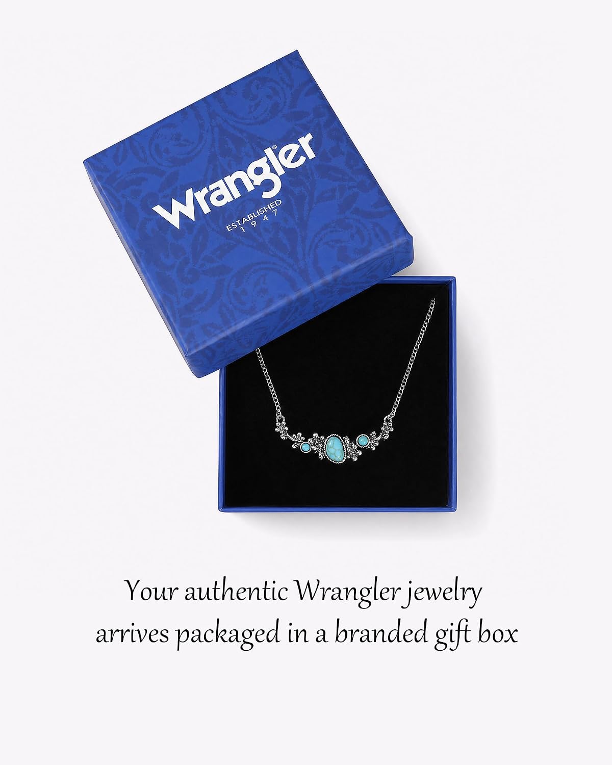 Collar turquesa con piedra floral Wrangler, joyería turquesa para m...