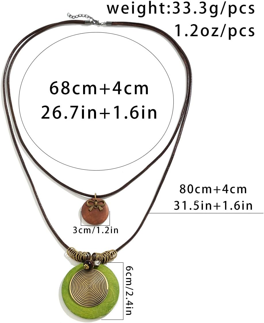GIGB PBDK Collares largos bohemios para mujer, cordón de cuero apil...