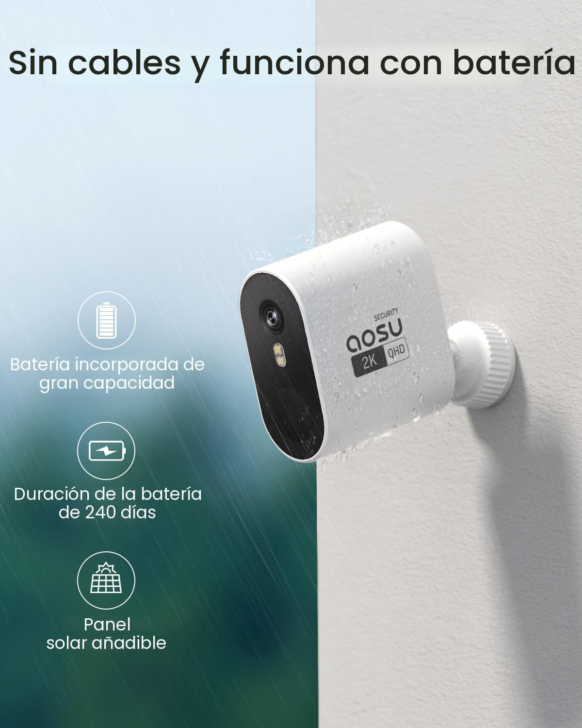 Cámaras de seguridad AOSU para exteriores inalámbricas, kit de 4 cá...