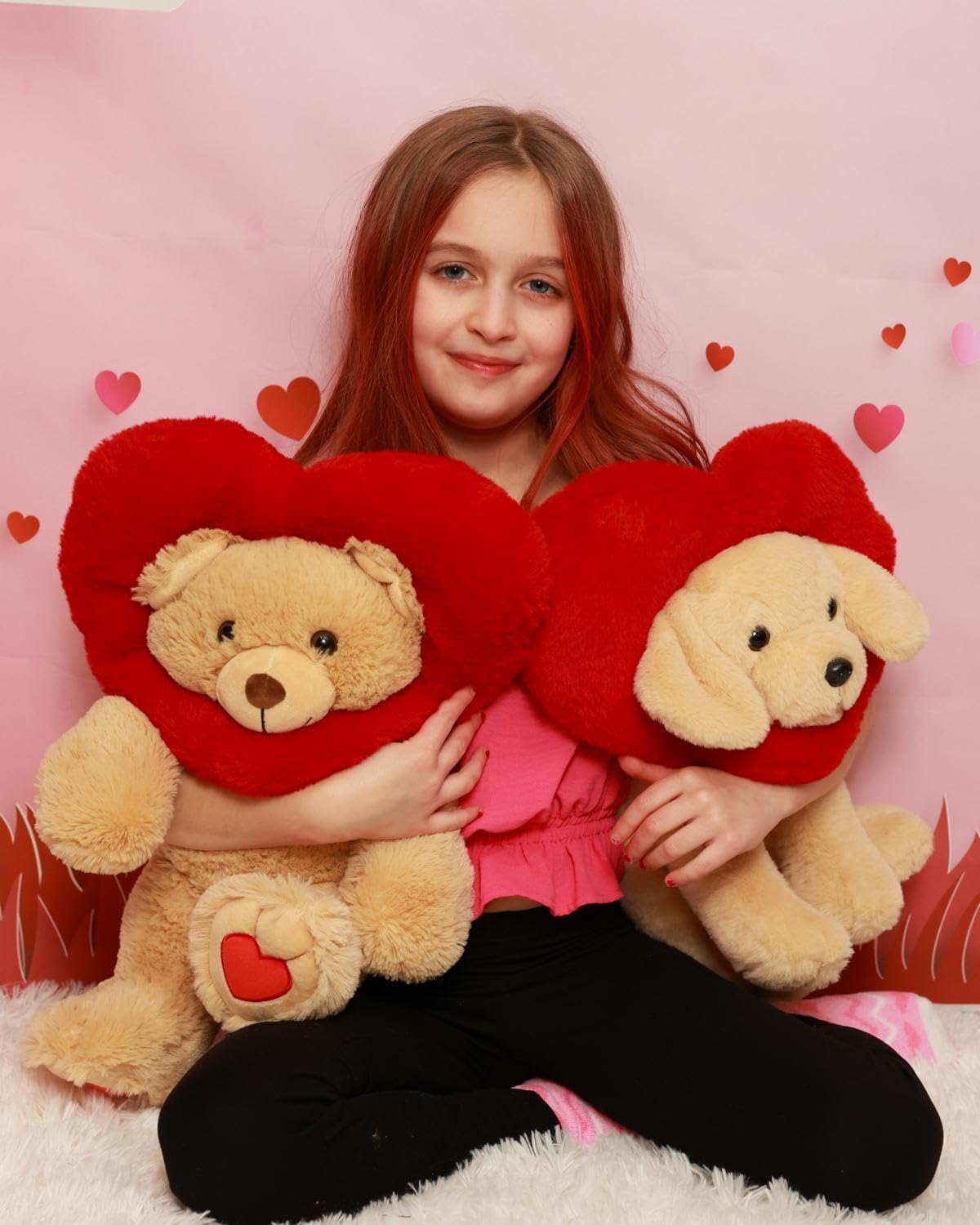 MaoGoLan Oso de peluche de San Valentín con capucha en forma de cor...