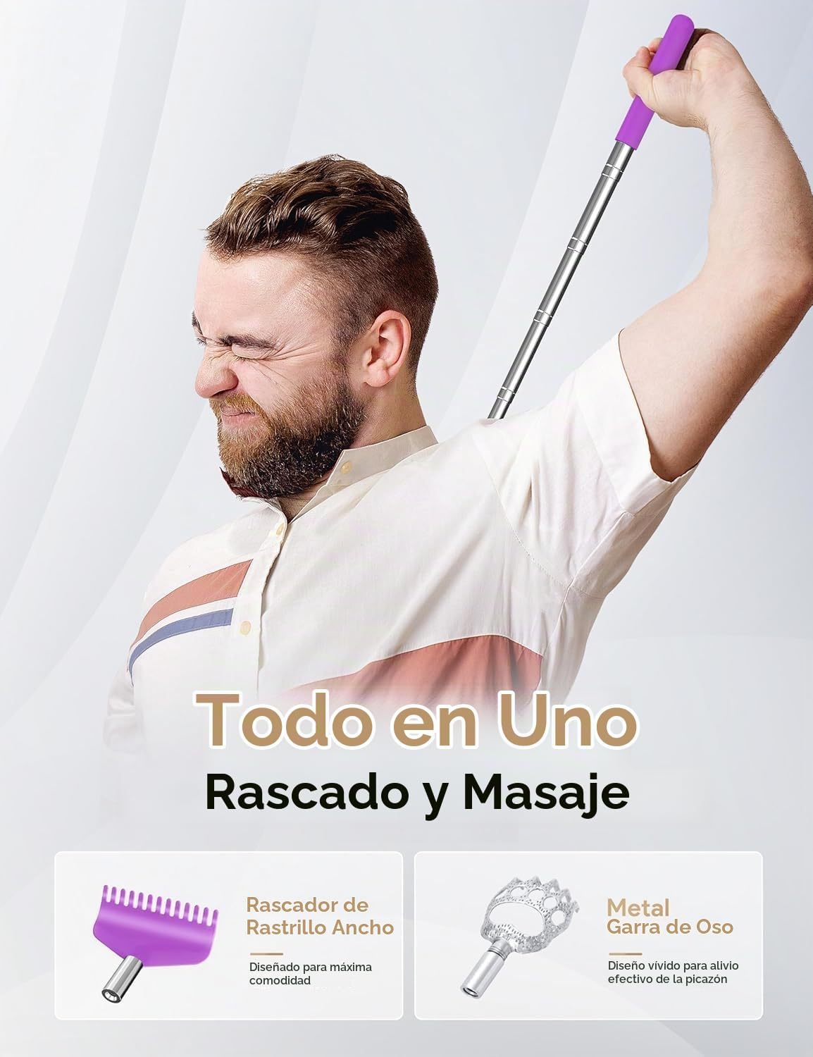 Rascador telescópico de espalda con 5 cabezas desmontables, regalo...