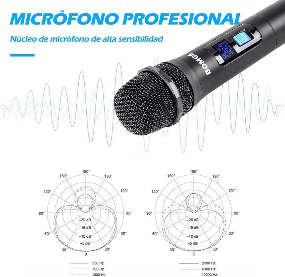 BOMGE Sistema de micrófono inalámbrico, juego de micrófono inalámbr...