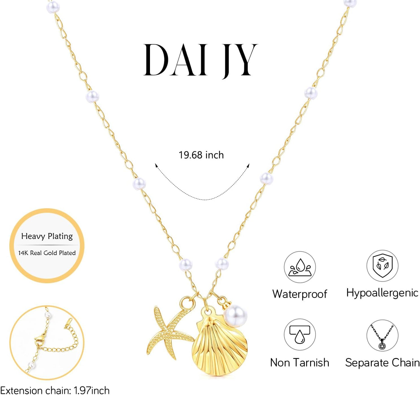 Collar de estrella de mar de playa de verano en capas para mujer, n...