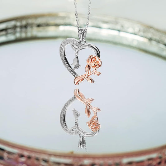 Alsanix - Collar de Corazón para Mujer, Plata de Ley\/Chapado en Or...