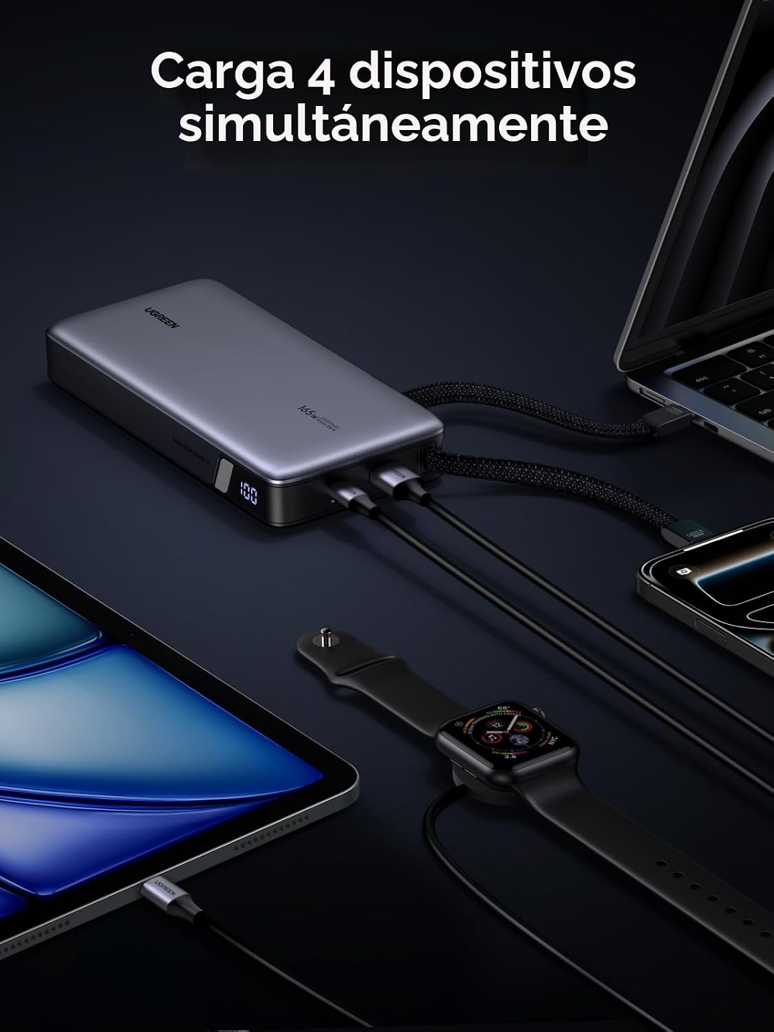 UGREEN Nexode 25000mAh 165W - Banco de energía USB-C incorporado pa...