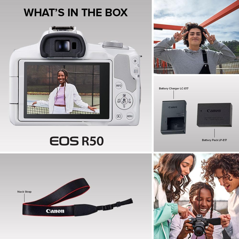 Canon EOS R50 Cámara sin espejo para vlogging (solo cuerpo\/blanco)...