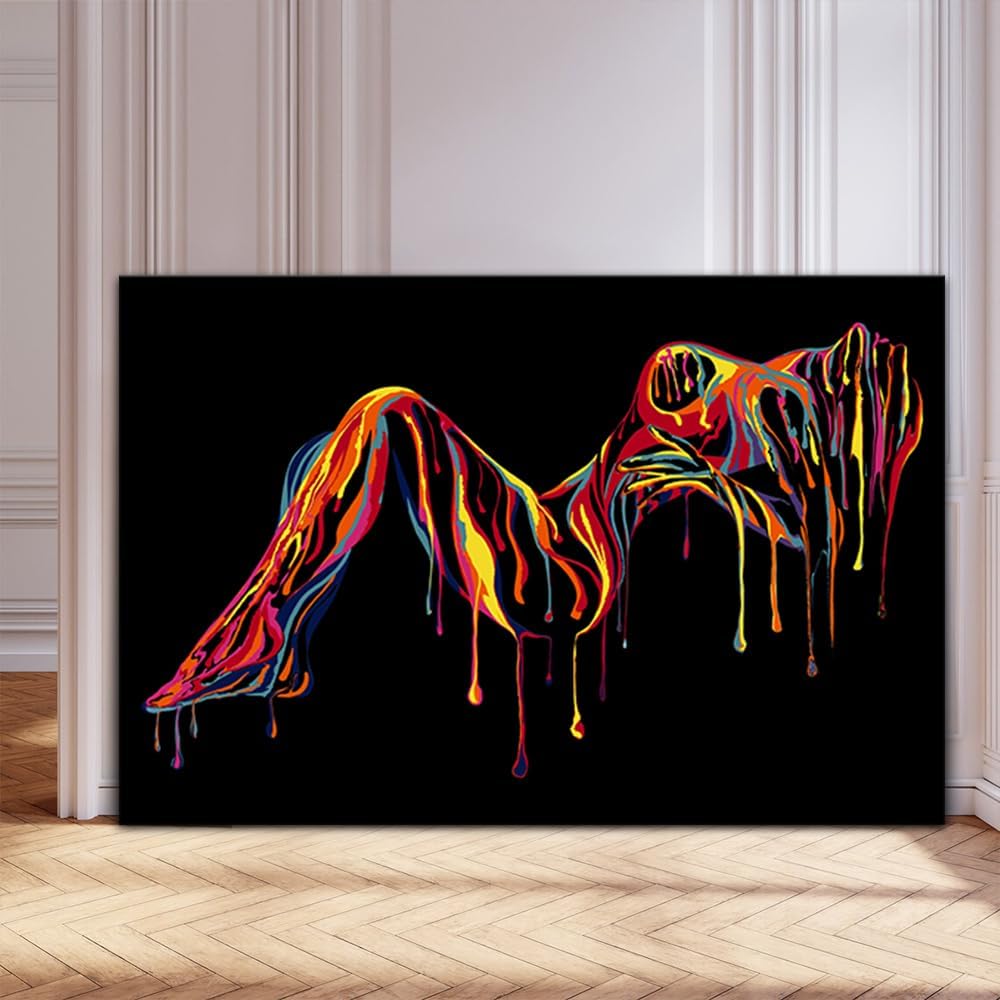Lienzo abstracto para decoración de pared, pintura colorida de muje...