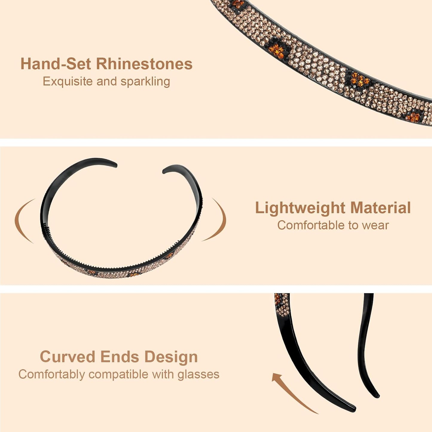 KOVOLITU Diademas diseñadas para gafas, diademas de diamante brilla...