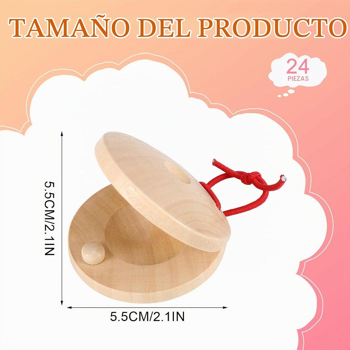 Fuyamp 24 castañuelas de madera para instrumentos musicales | Jugue...