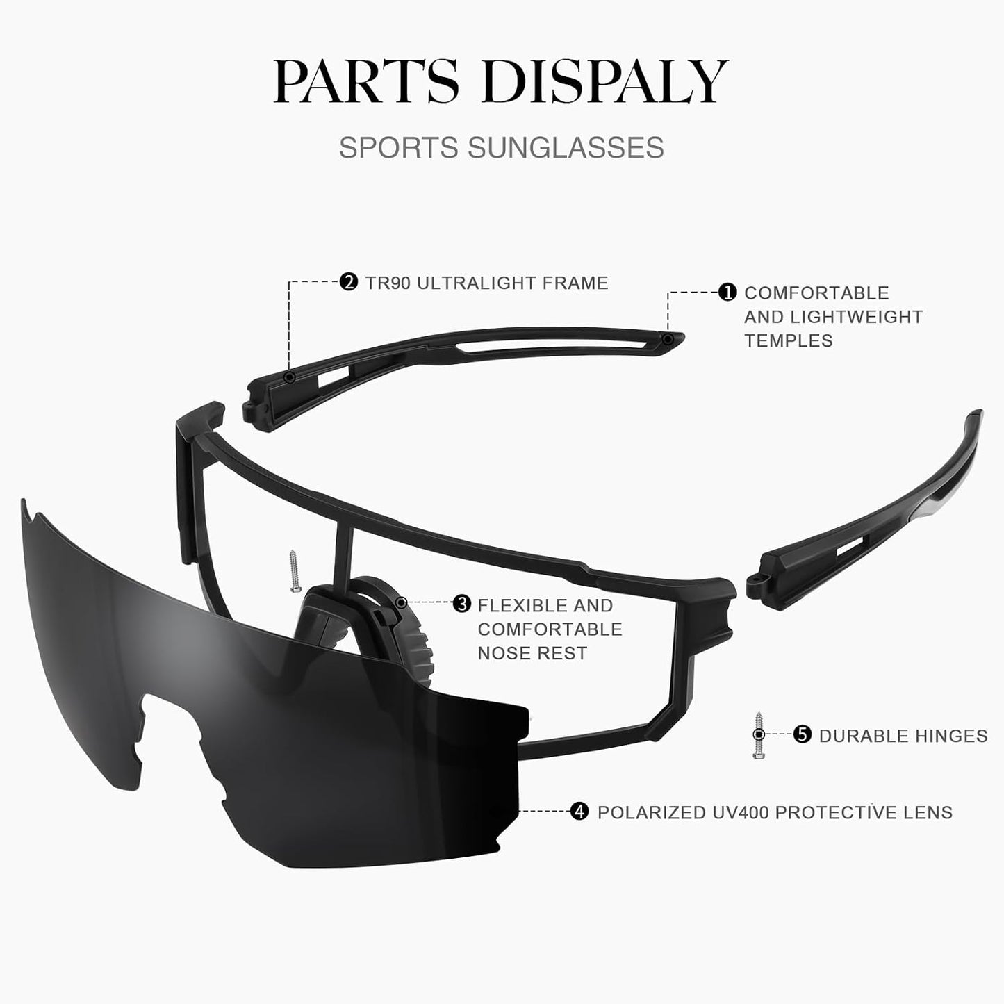 gesruny - Gafas de sol polarizadas deportivas para hombres y mujere...