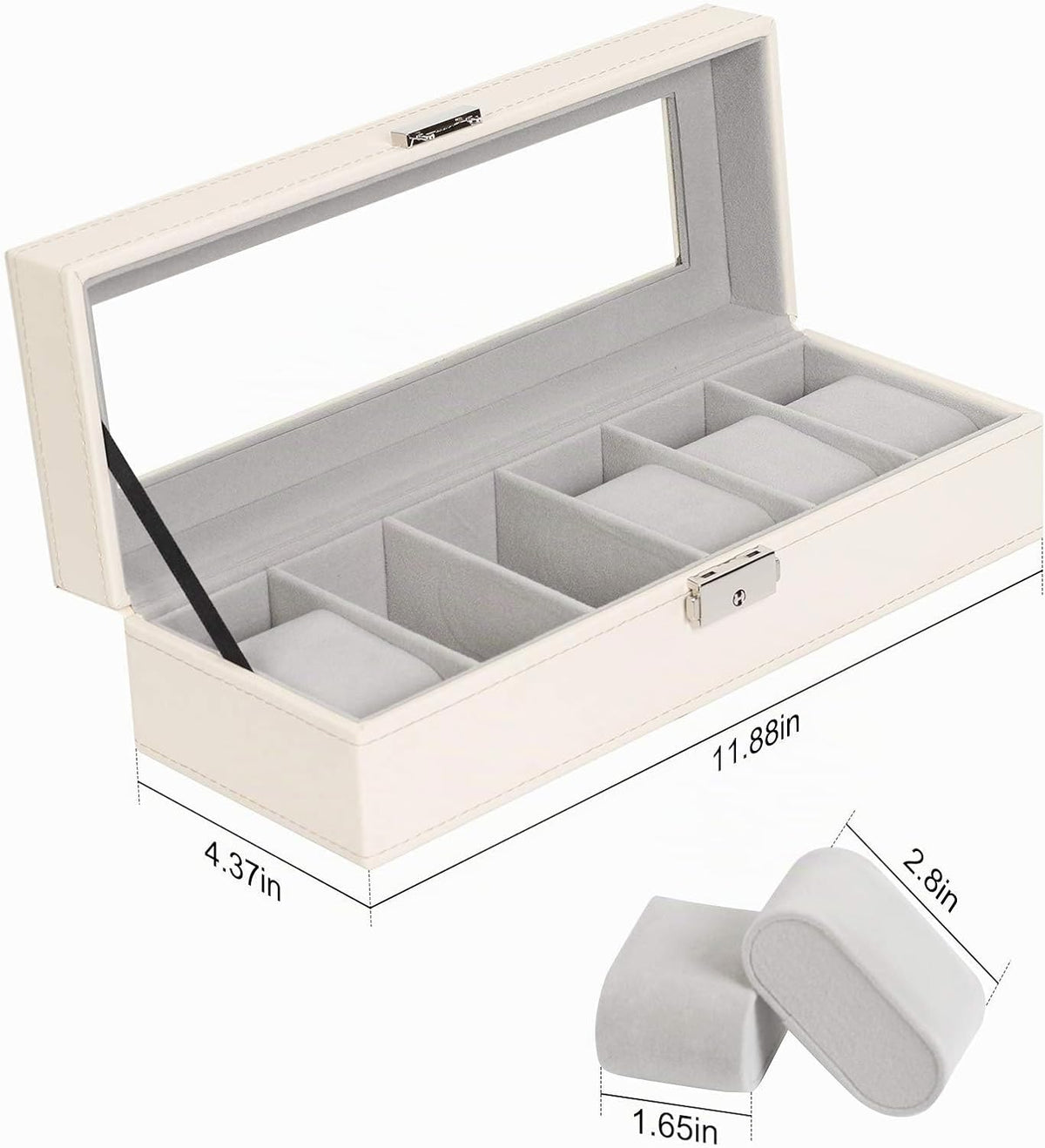 NEX Caja de reloj, caja organizadora de reloj de cuero con 6 ranura...