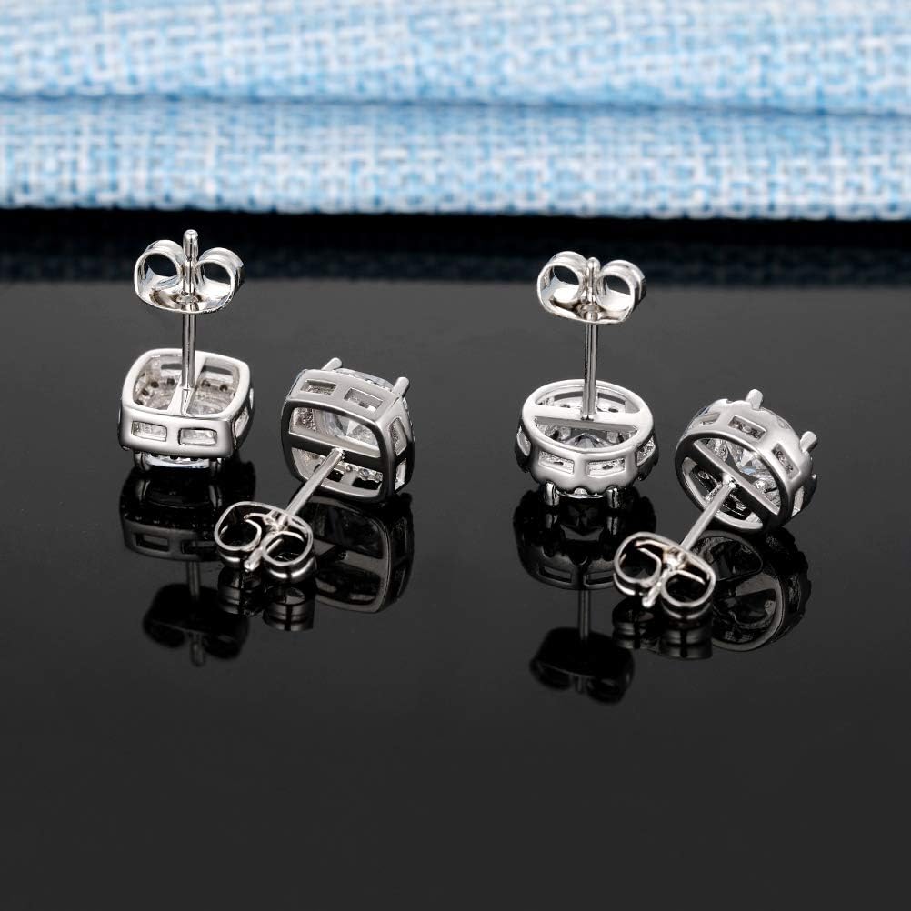 2 pares de aretes tipo dormilona redondos, cuadrados, con circonita...