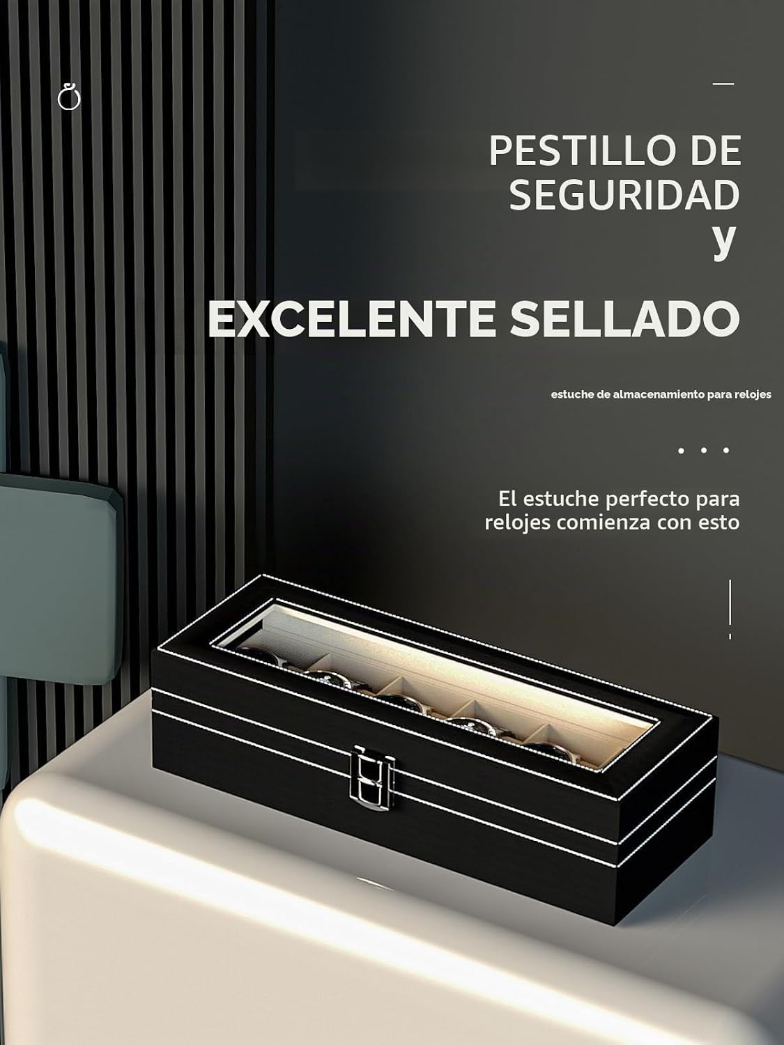Ausalivan Vitrina de relojes para hombres, caja organizadora de rel...