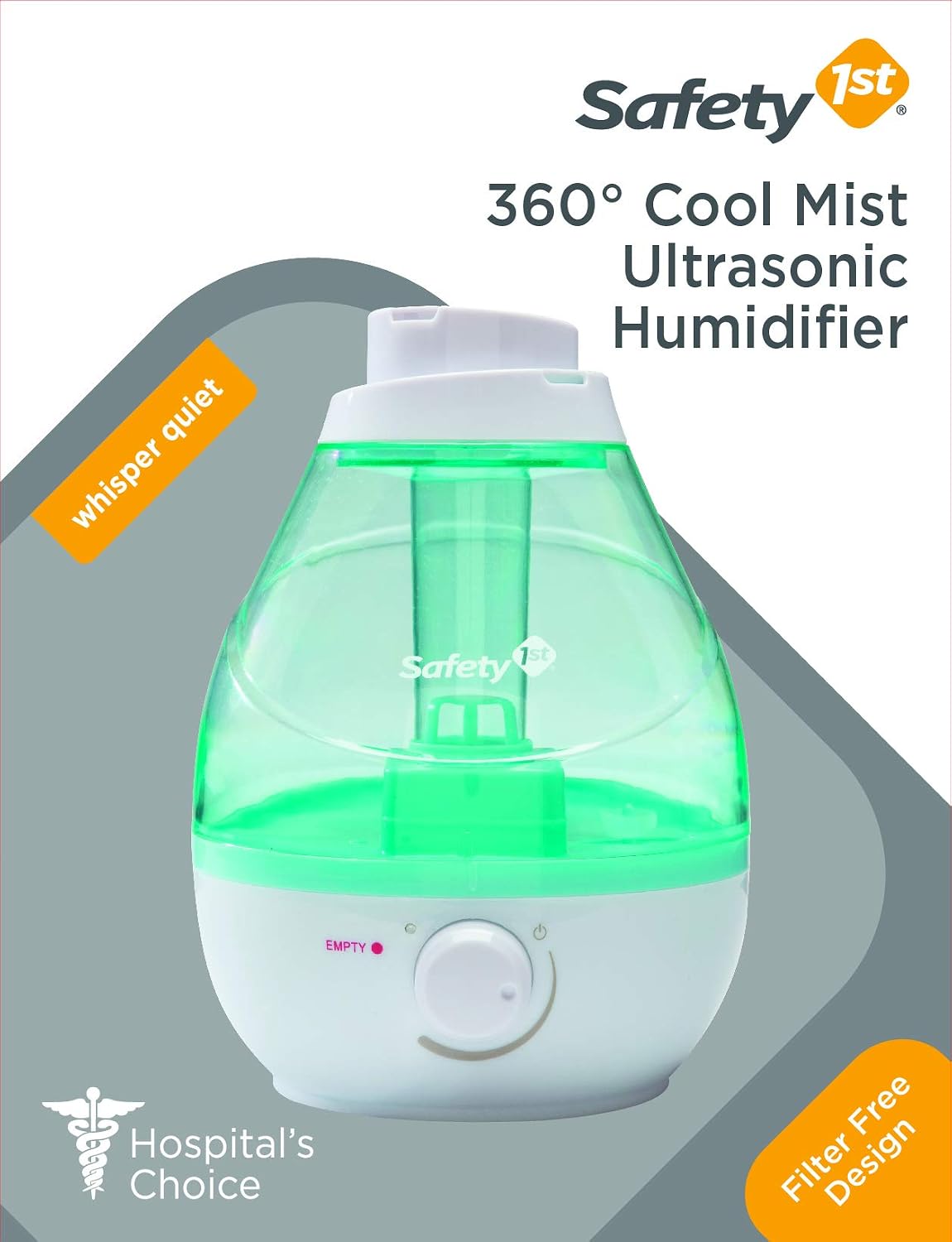 Safety 1st Humidificador ultrasónico de niebla fría de 360 grados,...