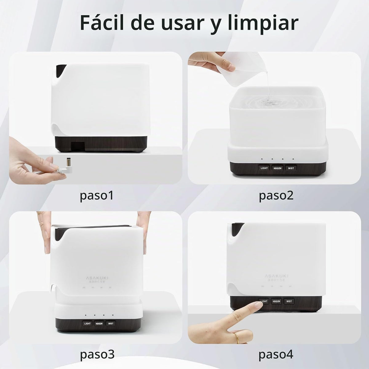 ASAKUKI Difusor de aceite esencial, humidificador ultrasónico multi...