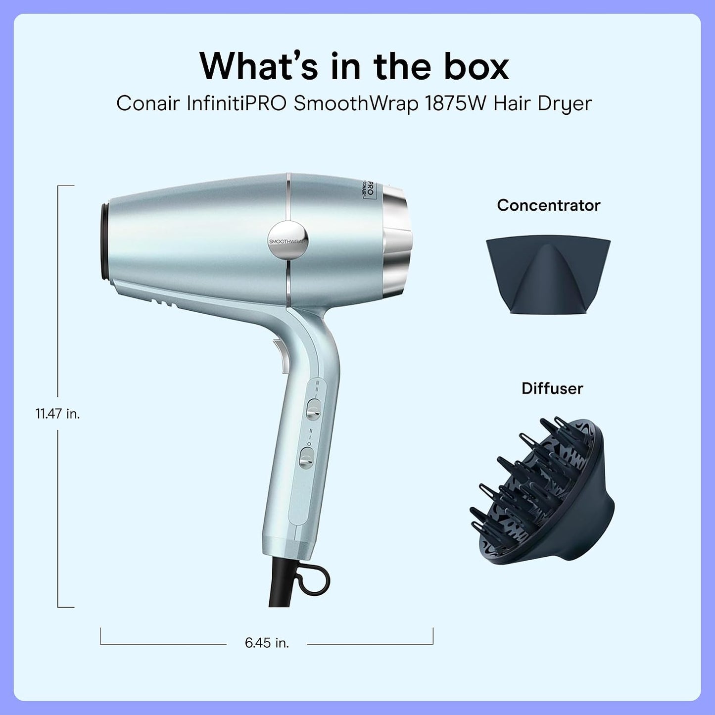 INFINITI PRO CONAIR SmoothWrap Secador de Cabello, Secador con Acce...