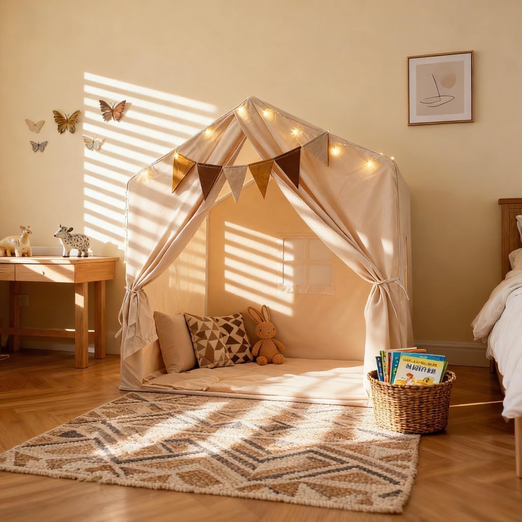 Tienda de campaña para niños, casa de juegos interior con tapete\/l...