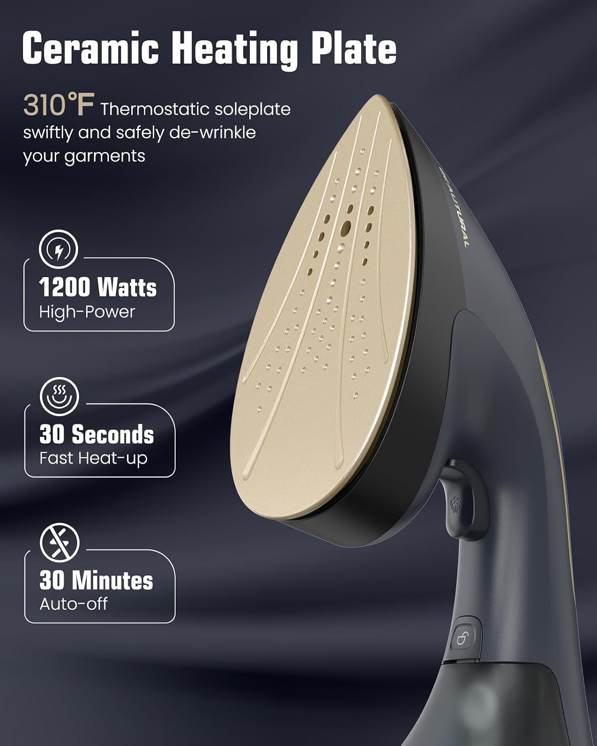 BEAUTURAL Vaporizador para ropa, vapor y plancha 2 en 1, potente re...