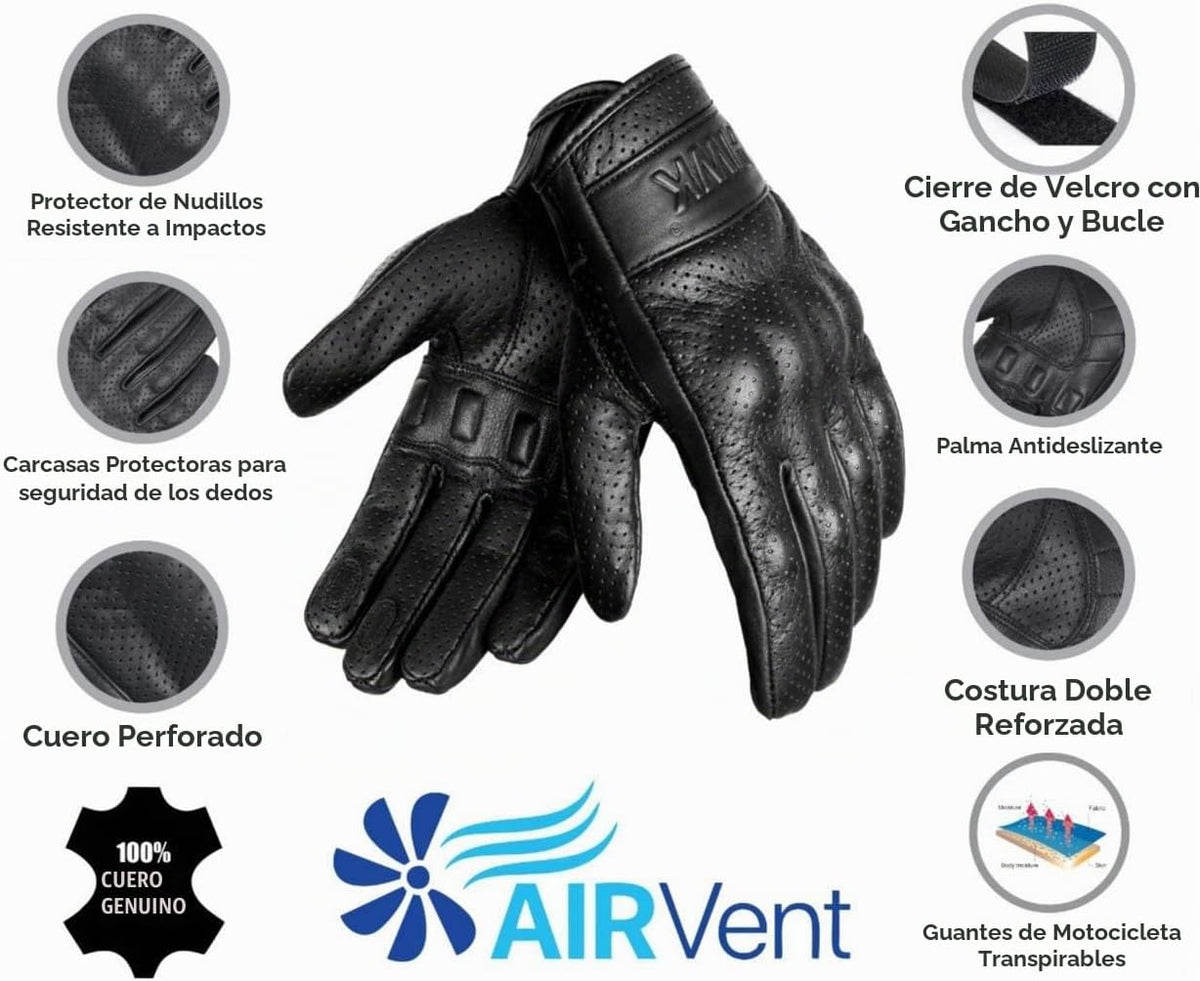 HWK \u2013 Guantes de cuero para motocicleta para hombre, motocross...