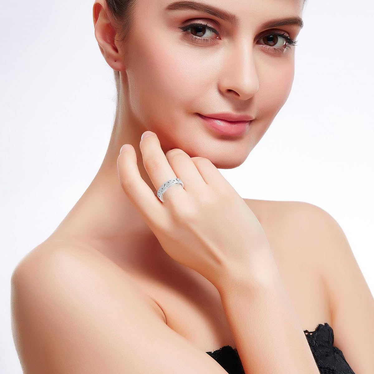 OreilleStar Anillo de ansiedad para mujer, anillo giratorio, anillo...