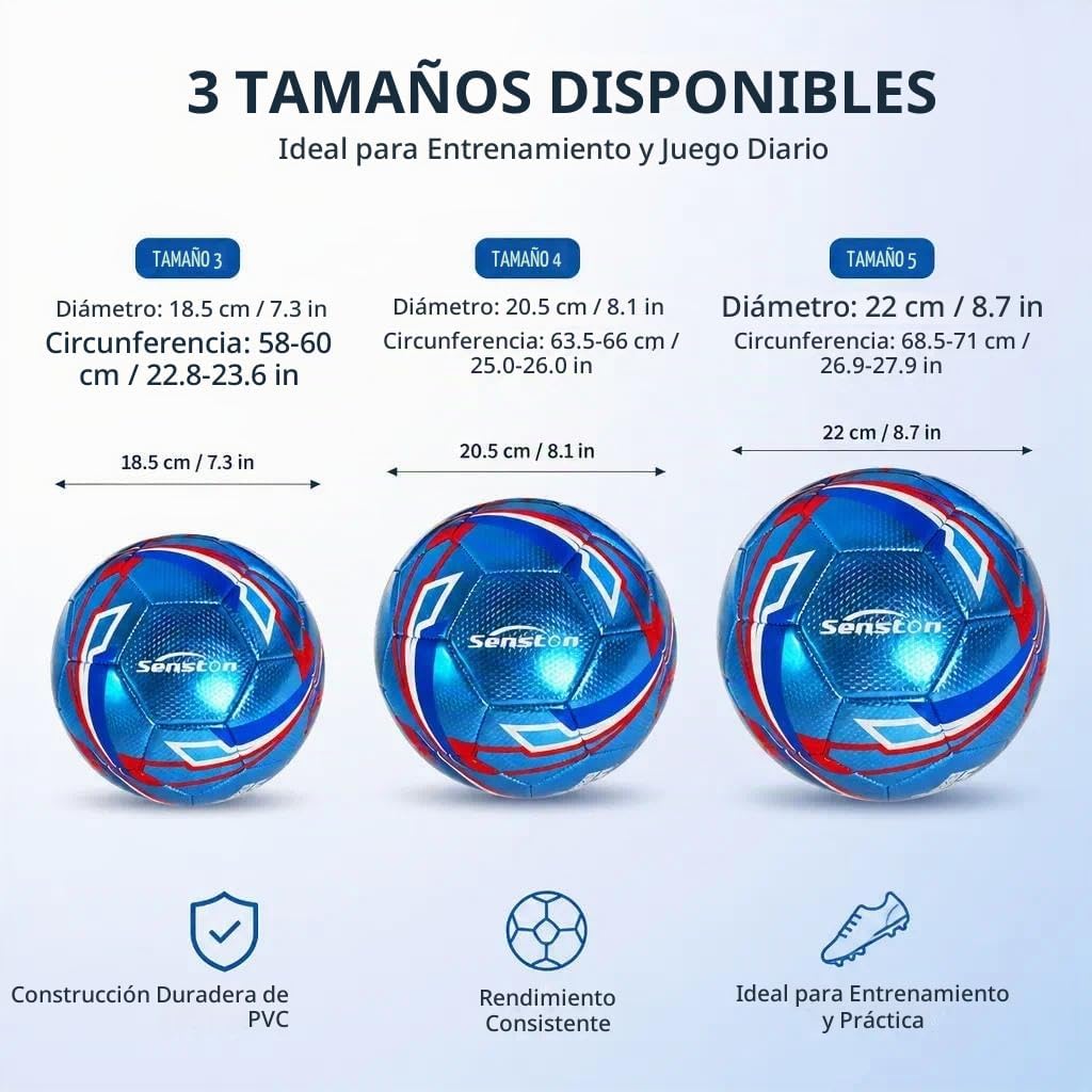 Senston Balón de fútbol talla 3 y talla 4 y talla 5 para niños y ad...