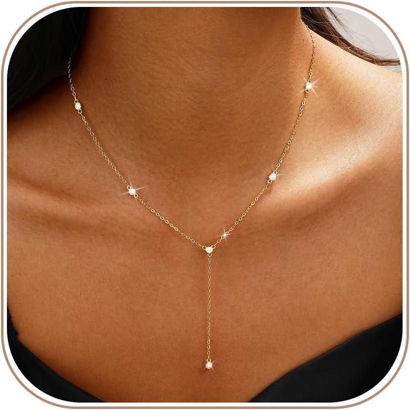Remmocy Collar de oro y plata para mujer, chapado en oro de 14 quil...
