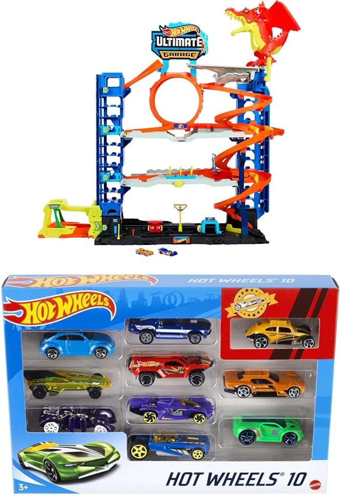 Paquete de Hot Wheels City Ultimate Garage Track Set con 2 autos de...