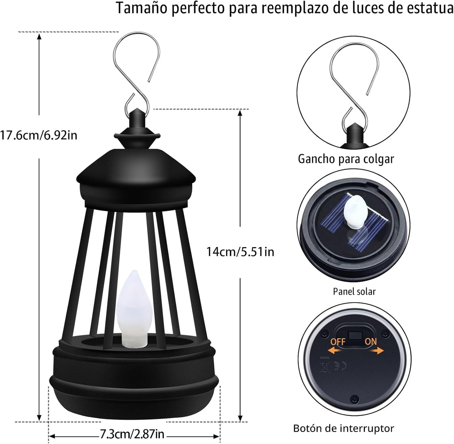 Mini faroles solares de repuesto para estatuas al aire libre, reemp...
