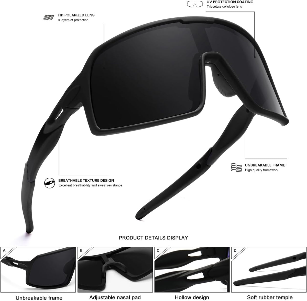 SEKKAF Gafas de sol deportivas polarizadas para hombres y mujeres,...