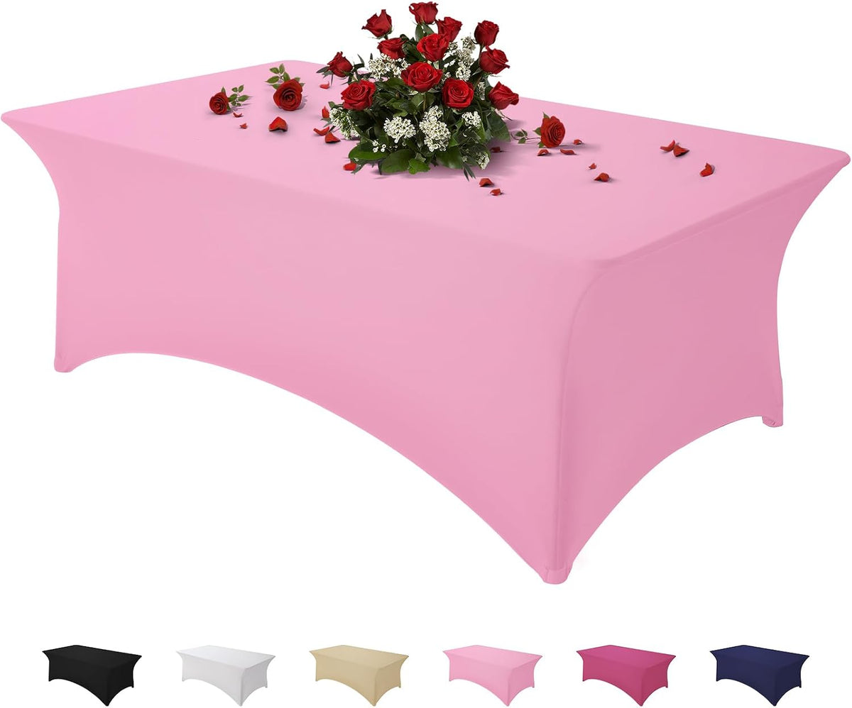 Famstar Paño de Mesa Rosa de 4 Pies de Elastano, Paño de Mesa Ajust...