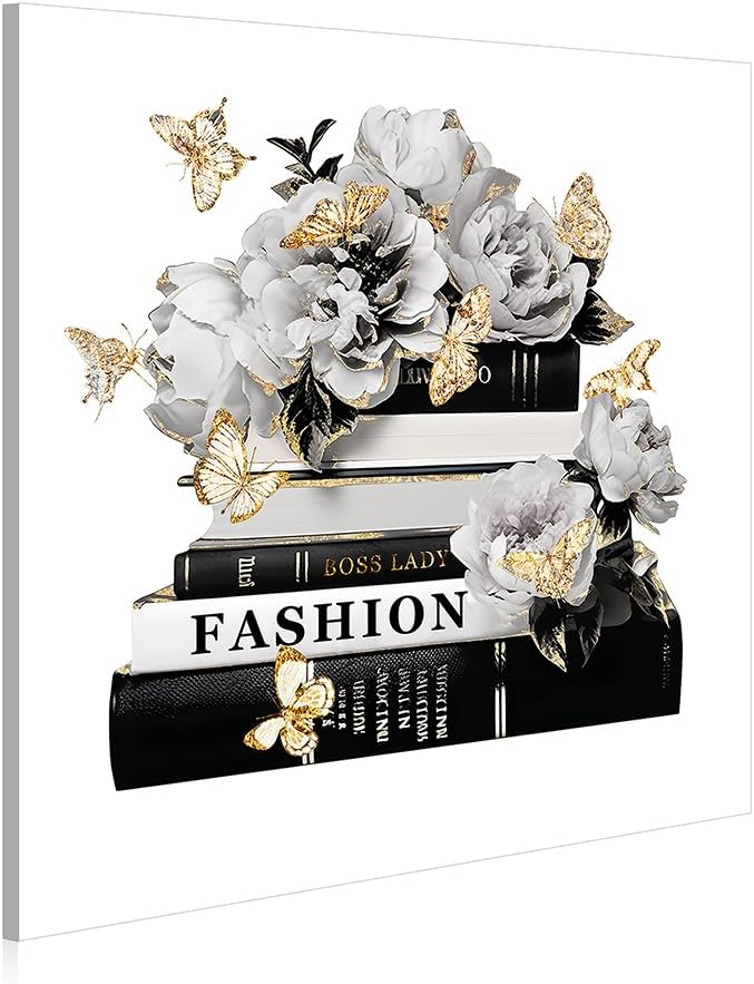 Dream Land Libros de moda Arte de pared de flores: imagen apilada d...