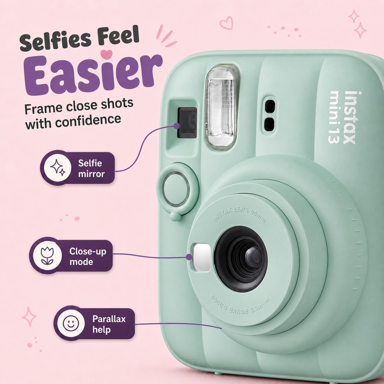Fujifilm Instax Mini 13 - Cámara instantánea color verde laguna + p...