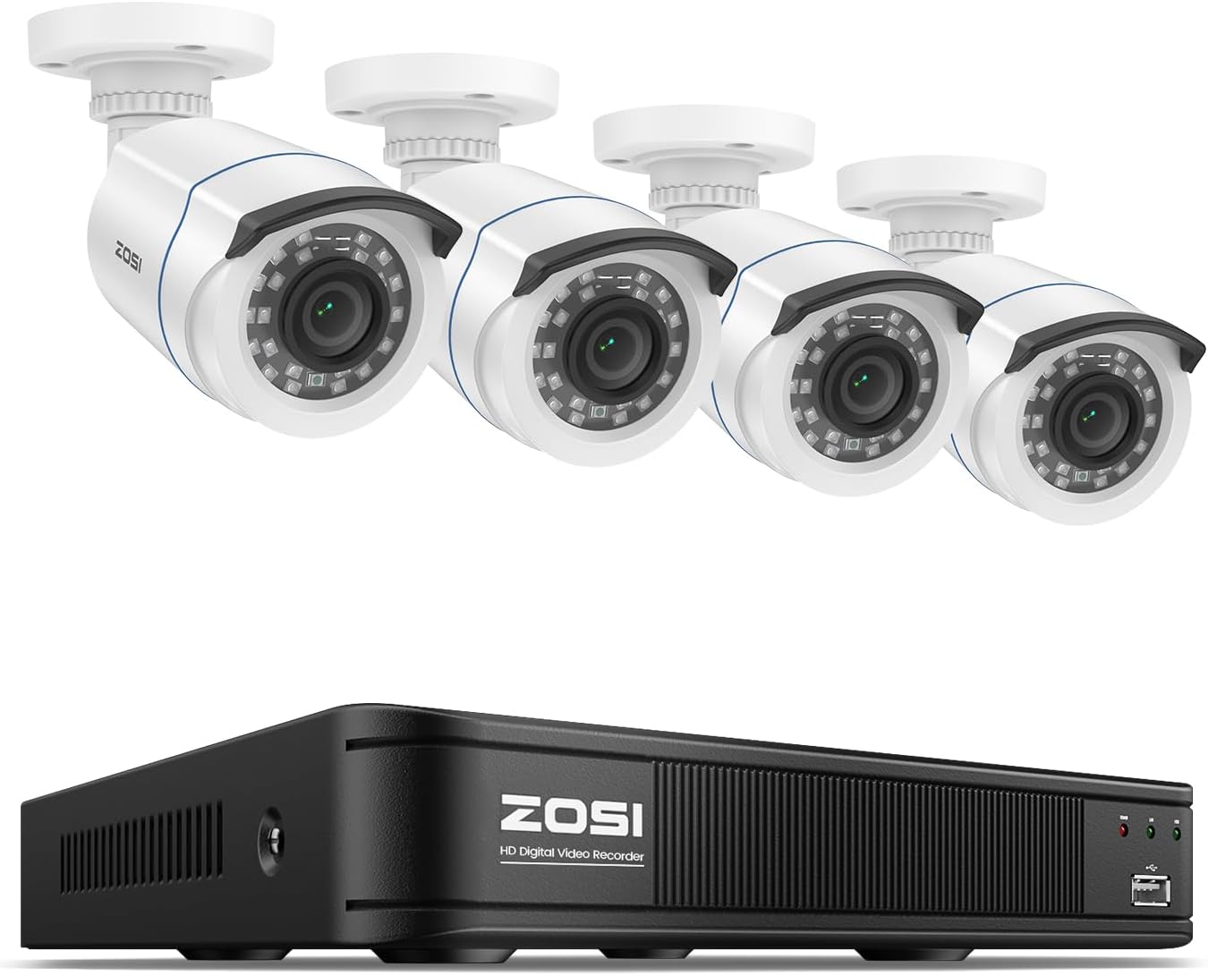 ZOSI Sistema de cámara de seguridad con cable 3K Lite, 4 cámaras ba...