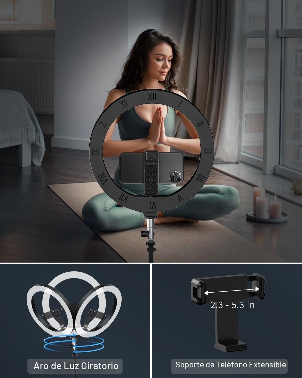 Trípode de luz de anillo de 10 pulgadas para iPhone, soporte de mon...