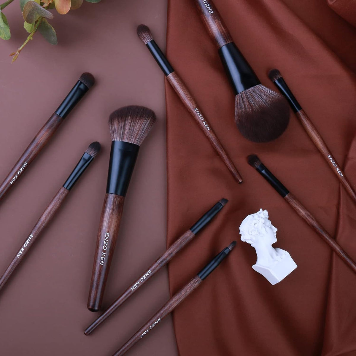 Juego de brochas de maquillaje de bambú profesional, juego de broch...