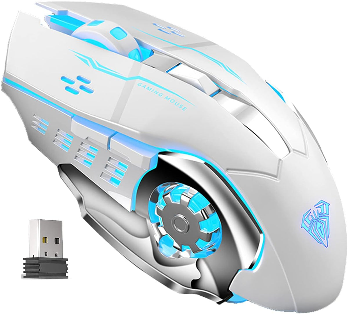 AULA Combo de teclado y mouse blancos para juegos (teclados mecánic...