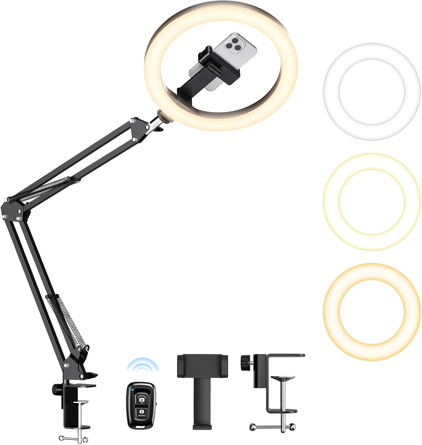 Anillo de luz mejorado con soporte, soporte de teléfono superior pa...