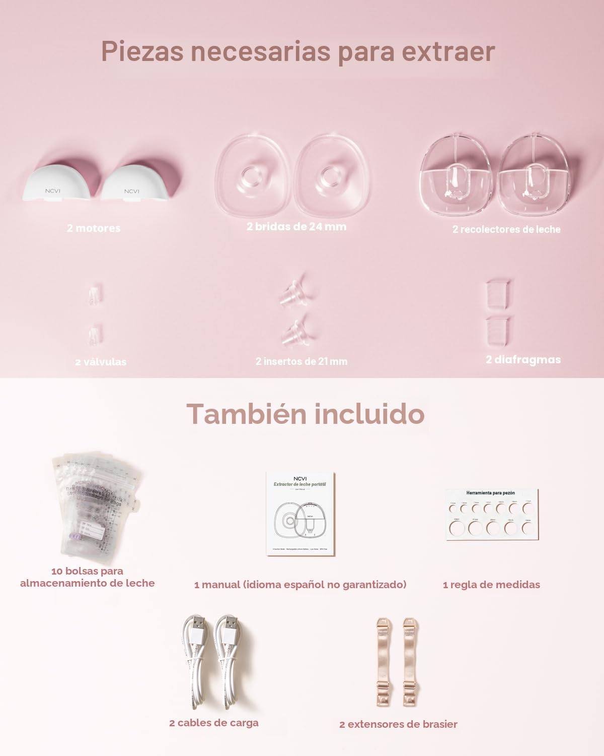 NCVI Extractor de leche manos libres, 4 modos y 9 niveles con succi...