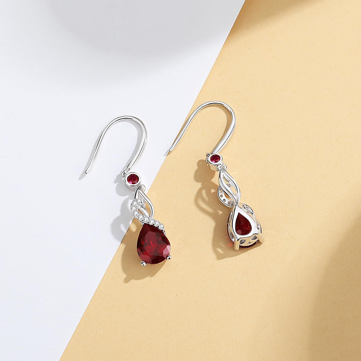 FANCIME Pendientes colgantes con piedra natal de pera para mujer de...
