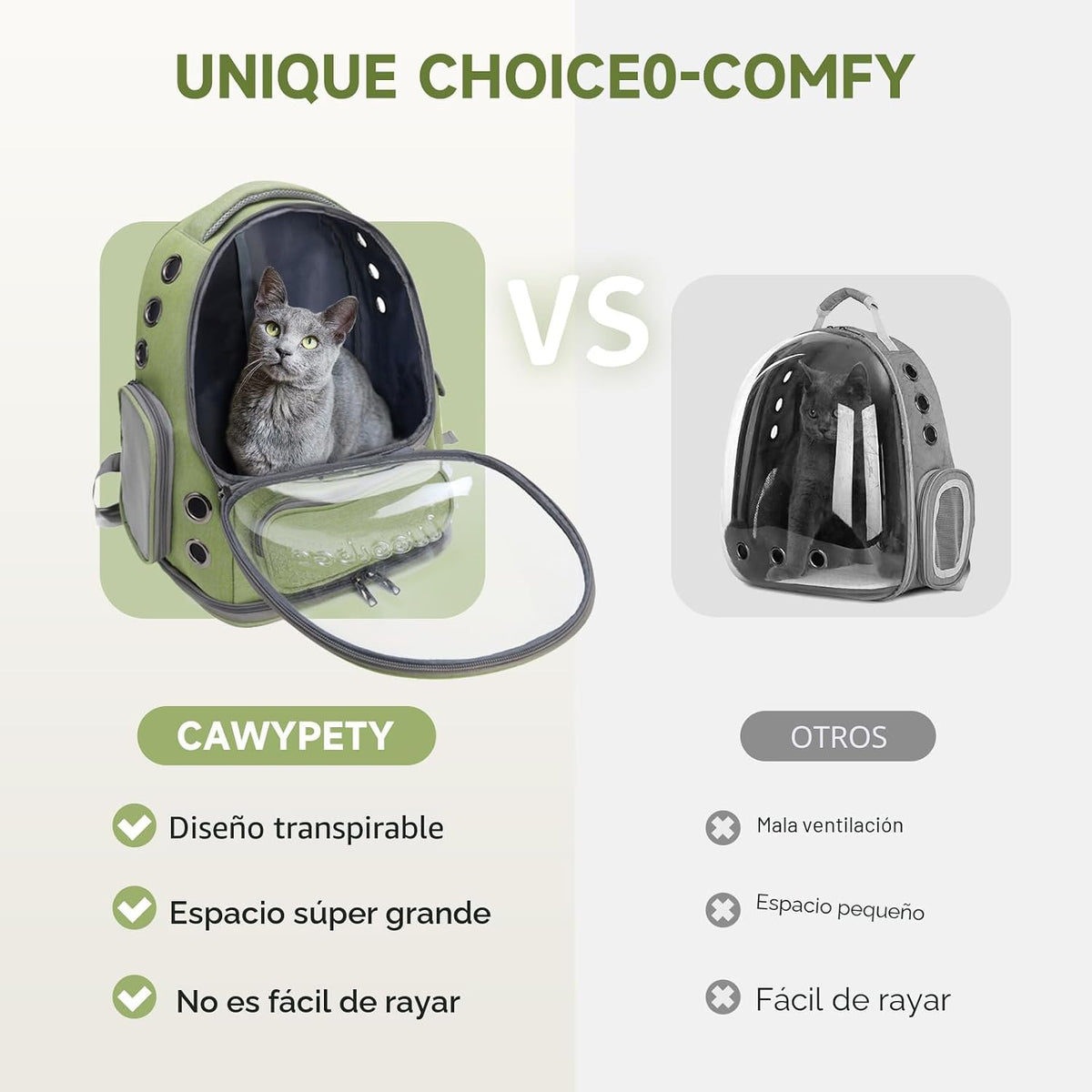 Cawypety Mochila Transportadora para Gatos, Transportador de Gatos...